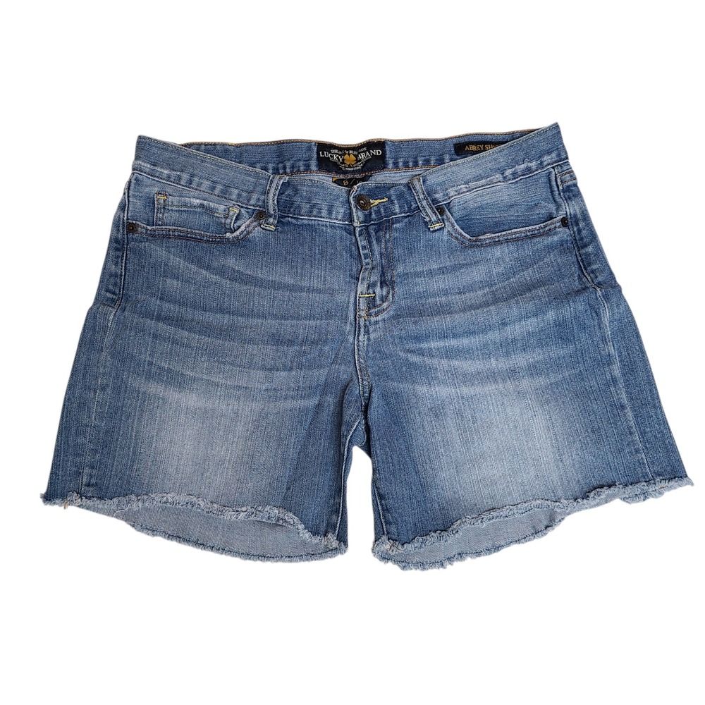 Lucky Brand Abbey Frayed Cut Hem Jean Short Womens Size 8/29 Med Wash